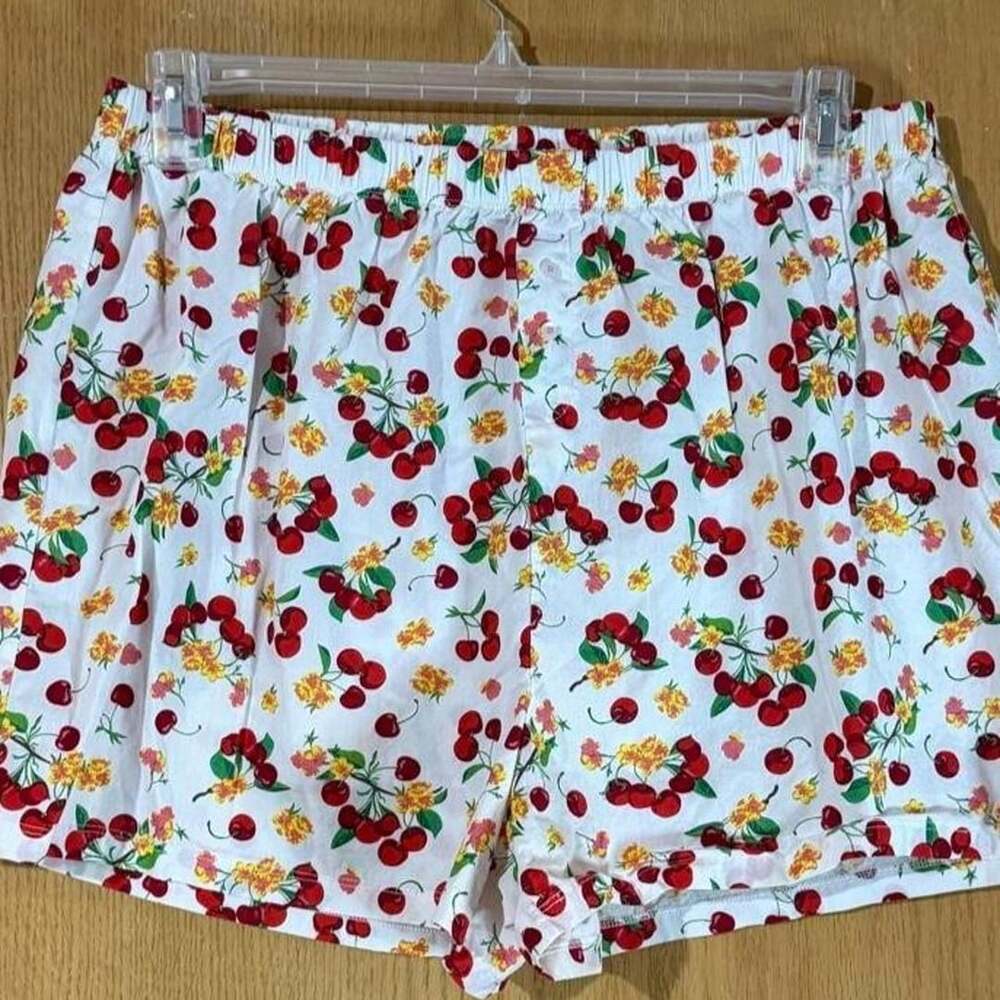 Just Be Cherry Floral Print Cotton Shorts XL